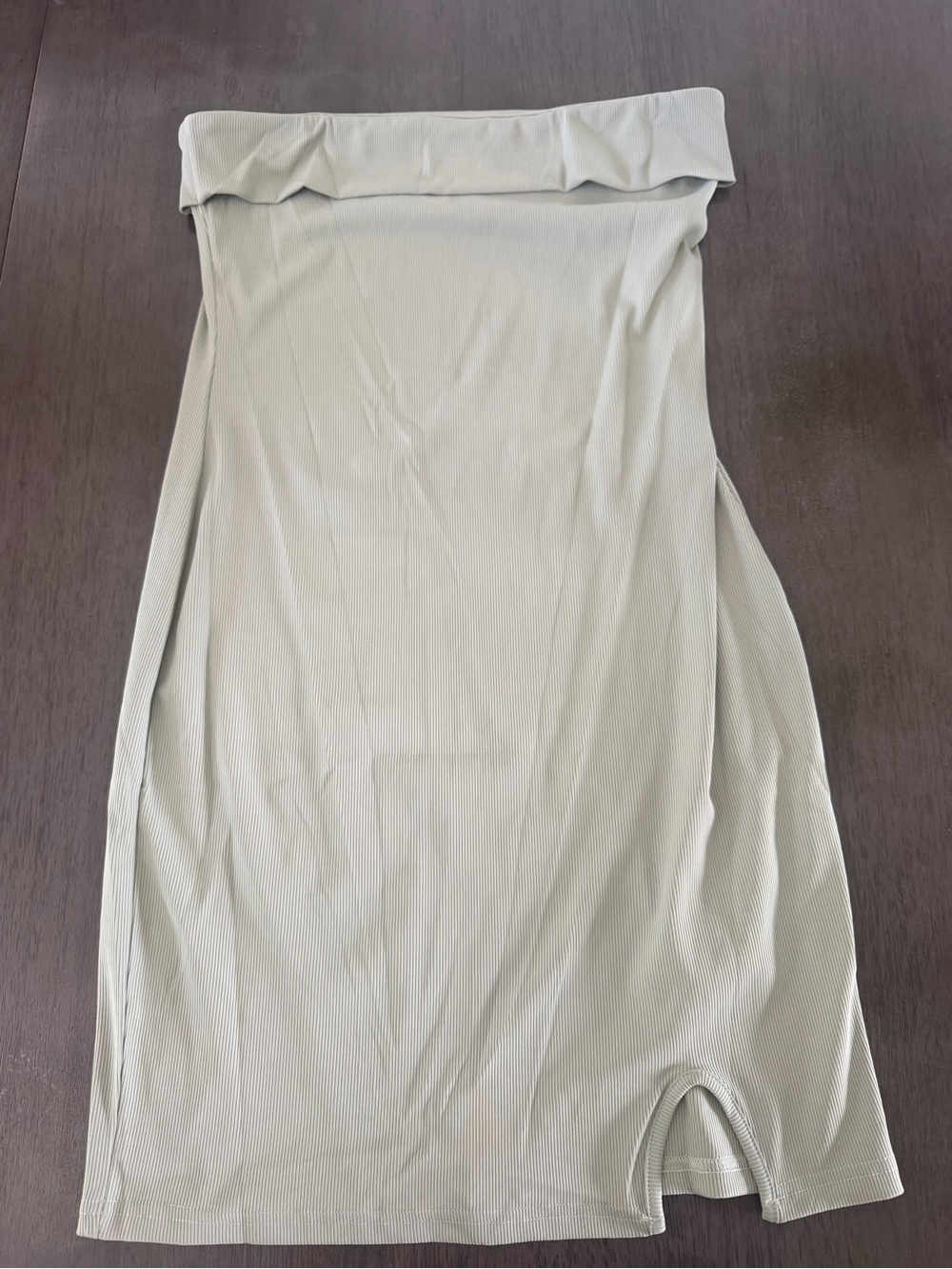 H&M Strapless Ribbed Bodycon Dress in Light Sage